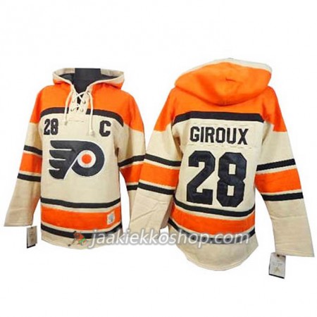 Miehille NHL Philadelphia Flyers Claude Giroux 28 Cream Sawyer Hooded Sweatshirt